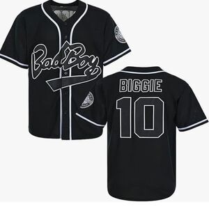 New Biggie Bad Boy #10 Baseball Jersey Molpe Tag Black White Embroidered Lg